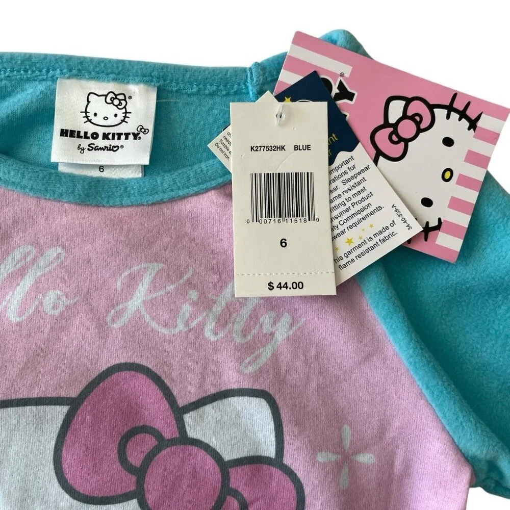 Hello Kitty Sanrio Girl Pajama PJ Top Sz 6 Fleece Long Sleeve Shirt NWT $44 Gift